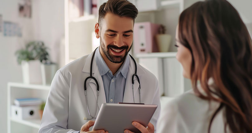 Patient receiving consultation for peptide therapy to reduce inflammation and enhance recovery at Scale Regenerative Health